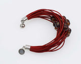 Freshwater Pearl Egg Coffee Red Leather Bracelet 8inch