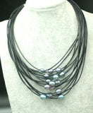Freshwater Pearl Egg Leather Necklace 18-22inch