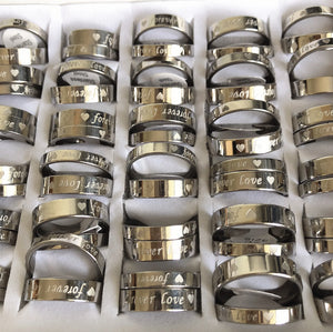 15 Sets Love Forever Couple Stainless Steel Rings Wedding Anniversary Jewelry