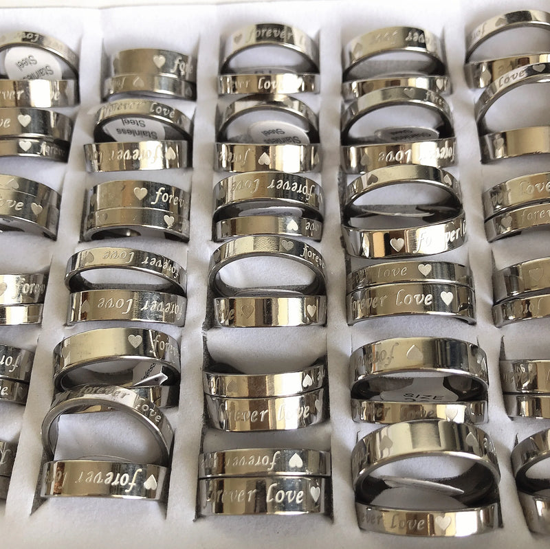 15 Sets Love Forever Couple Stainless Steel Rings Wedding Anniversary Jewelry