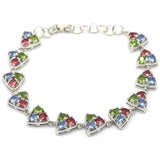 Green Peridot Rhodolite Garnet Tanzanite Silver Bracelet 7-8in