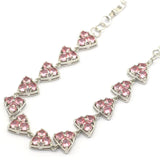 Trangle Shape Pink Morganite Silver Bracelet 6.5-8.5inch