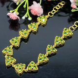 Green Peridot Silver Bracelet 6.5-7.5inch