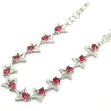 Pink Rhodolite Garnet Peridot CZ Silver Bracelet 7-8in