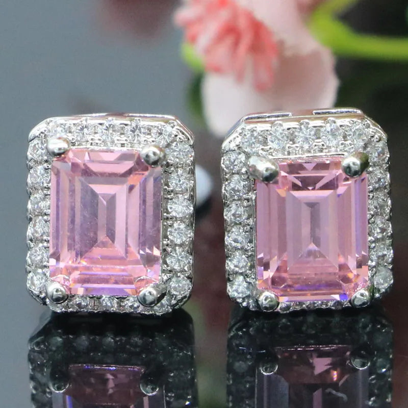 Minimalist Pink Kunzite Sapphire CZ Earrings