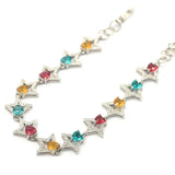 Rhodolite Garnet Citrine Aquamarine Pink Morganite CZ Silver Bracelet