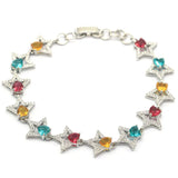 Rhodolite Garnet Citrine Aquamarine Pink Morganite CZ Silver Bracelet