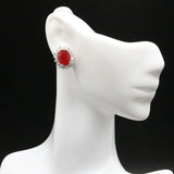Romantic Red Ruby Pink Morganite CZ 925 Silver Earrings