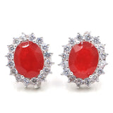 Romantic Red Ruby Pink Morganite CZ 925 Silver Earrings