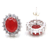 Romantic Red Ruby Pink Morganite CZ 925 Silver Earrings