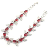 Bee Pink Raspberry Rhodolite Garnet CZ Silver Bracelet
