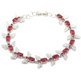 Bee Pink Raspberry Rhodolite Garnet CZ Silver Bracelet