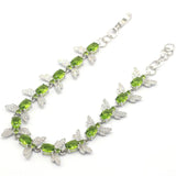 Gorgeous Green Peridot CZ 925 Silver Bracelet