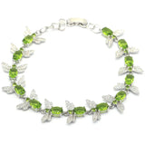 Gorgeous Green Peridot CZ 925 Silver Bracelet