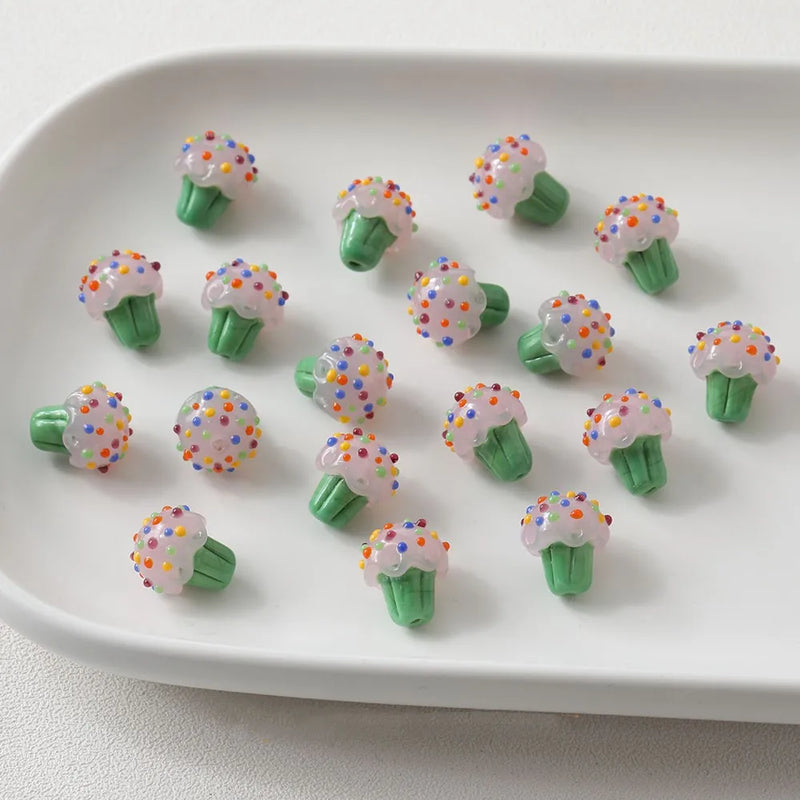 Icecream Bead Lampwork Mushroom Glass Bead DIY Jewelry