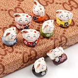 Red Flowers Kitten Ceramic Beads for Jewelry Women Girls Birthday Gift Female