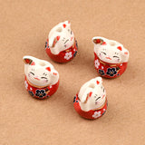 Red Flowers Kitten Ceramic Beads for Jewelry Women Girls Birthday Gift Female