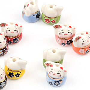 Red Flowers Kitten Ceramic Beads for Jewelry Women Girls Birthday Gift Female