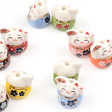 Red Flowers Kitten Ceramic Beads for Jewelry Women Girls Birthday Gift Female