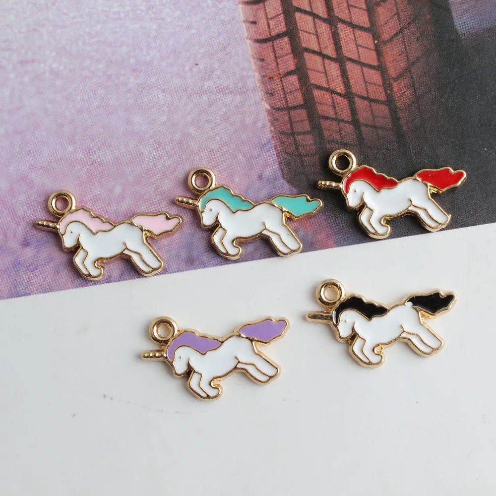 Colorful Alloy Small Pendant Animals Horse Charms 50Pcs