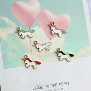 Colorful Alloy Small Pendant Animals Horse Charms 50Pcs