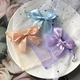 50Pcs/Lot Hot Knitted Mesh Bags Jewelry Gift Packaging Pouches With Bow