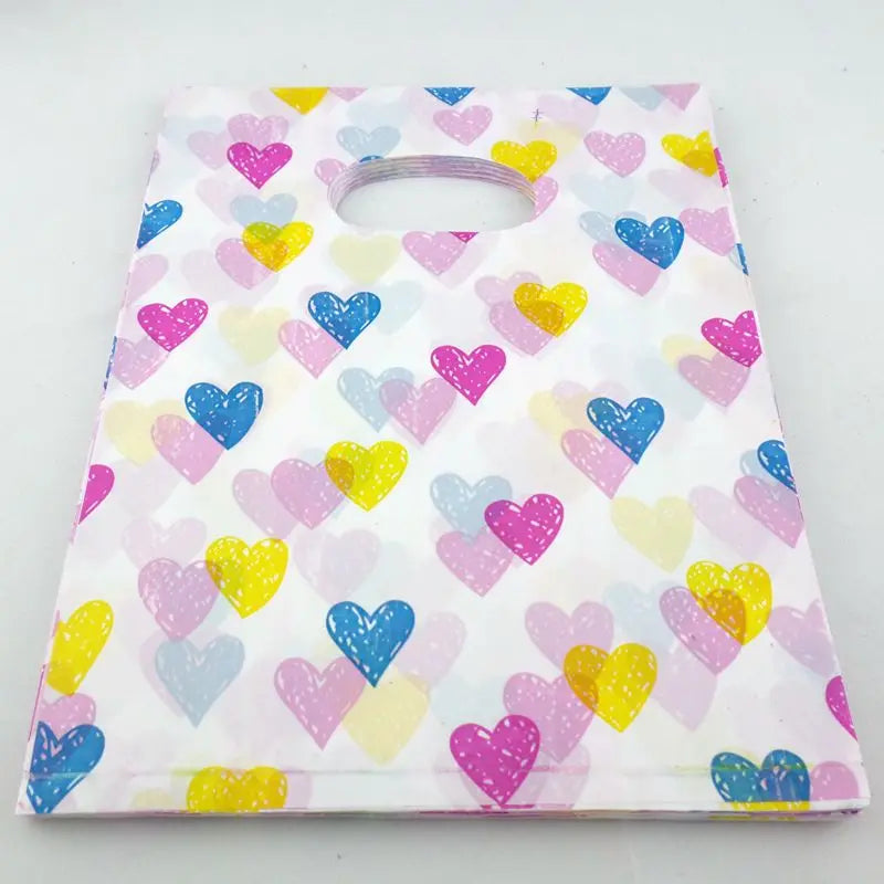 Plastic Pouches Bags 50pcs Love Heart Pattern Party Wedding Candy Jewelry Gift