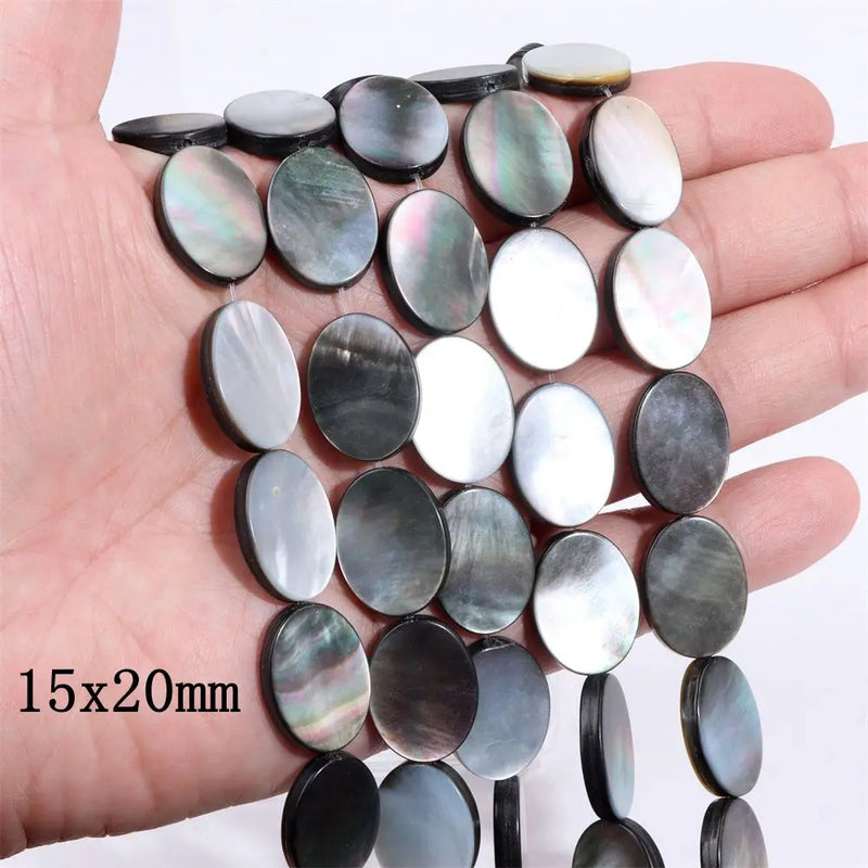 15x20mm Gray Natural Shell Oval Beads for Jewelry Making