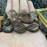 Natural Smoky Quartz Beads Twist Oval DIY Loose Stone Beads