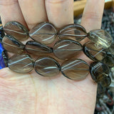 Natural Smoky Quartz Beads Twist Oval DIY Loose Stone Beads