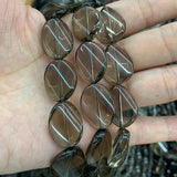 Natural Smoky Quartz Beads Twist Oval DIY Loose Stone Beads