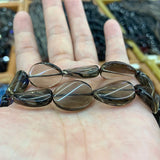 Natural Smoky Quartz Beads Twist Oval DIY Loose Stone Beads