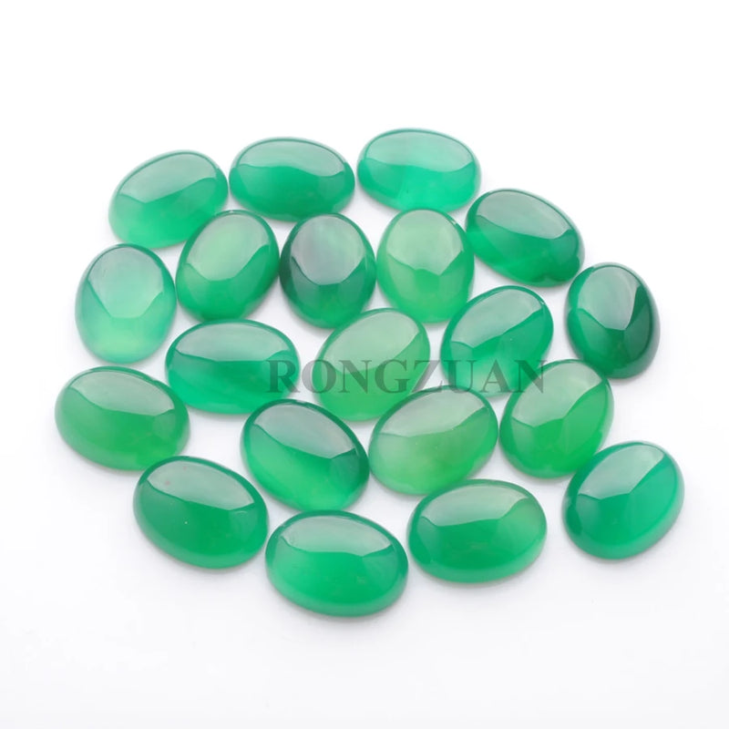 15x20mm Green Agates Beads Oval Reiki Accessories for DIY Jewelry 20Pcs