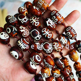 15x20mm Tibet Agate Stone DZI Oval Shape Brown Drum Pendant Beads 6 pcs