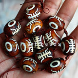 15x20mm Tibet Agate Stone DZI Oval Shape Brown Drum Pendant Beads 6 pcs