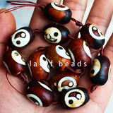 15x20mm Tibet Agate Stone DZI Oval Shape Brown Drum Pendant Beads 6 pcs