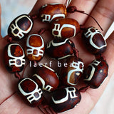 15x20mm Tibet Agate Stone DZI Oval Shape Brown Drum Pendant Beads 6 pcs