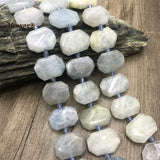 15x22mm Natural Aquamarine Stone Slice Beads DIY Jewelry Making