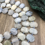 15x22mm Natural Aquamarine Stone Slice Beads DIY Jewelry Making
