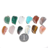 10Pcs Feather Shape Pendant Agates/Jaspers/Quartzs/Tiger Eye/Sandstone