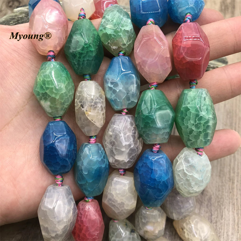 Faceted Multicolor Agates Quartz Cutting Nugget Beads