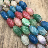 Faceted Multicolor Agates Quartz Cutting Nugget Beads