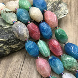 Faceted Multicolor Agates Quartz Cutting Nugget Beads