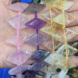 15x25mm Natural Citrine Amethyst Rose Quartz Beads 15'' Rhombic