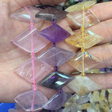 15x25mm Natural Citrine Amethyst Rose Quartz Beads 15'' Rhombic