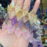 15x25mm Natural Citrine Amethyst Rose Quartz Beads 15'' Rhombic