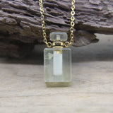 Rectangle Gems Perfume Bottle Pendants Healing Crystal Necklace