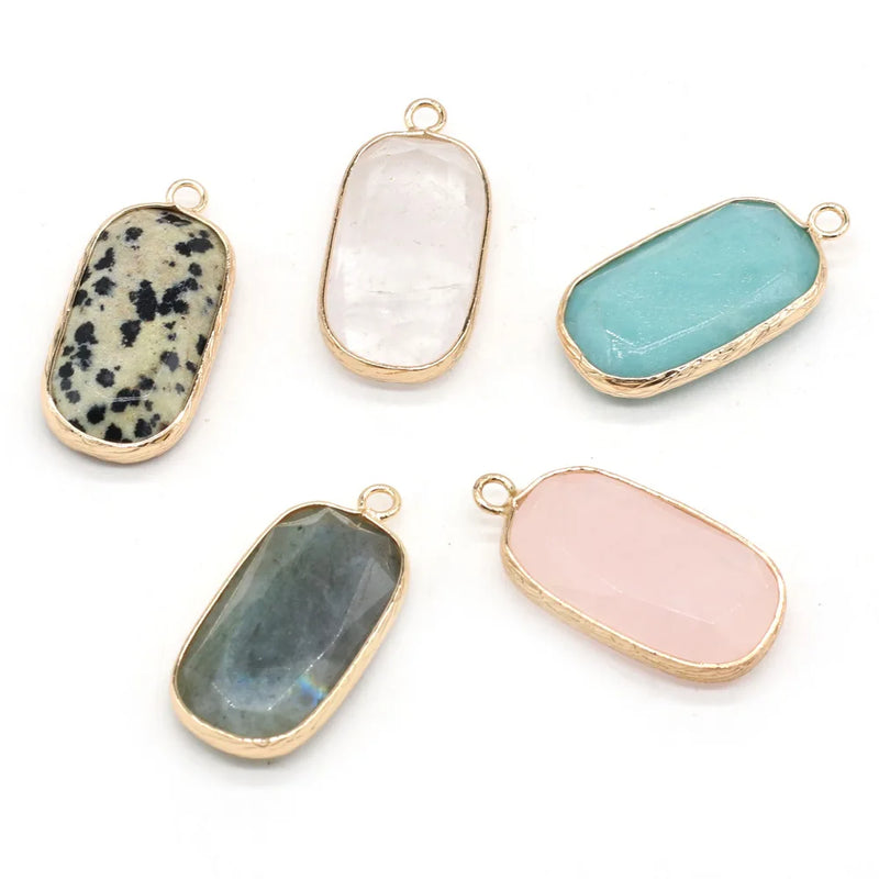15x30mm Pink Crystal Quartz Pendant Charms for Jewelry