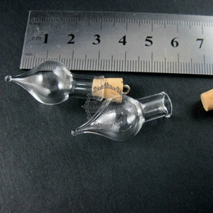 15x33mm Water Drop Glass Bottle with Cork Bail