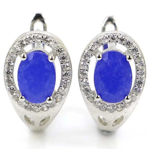 Pink Tourmaline Sapphire CZ Silver Stud Earrings